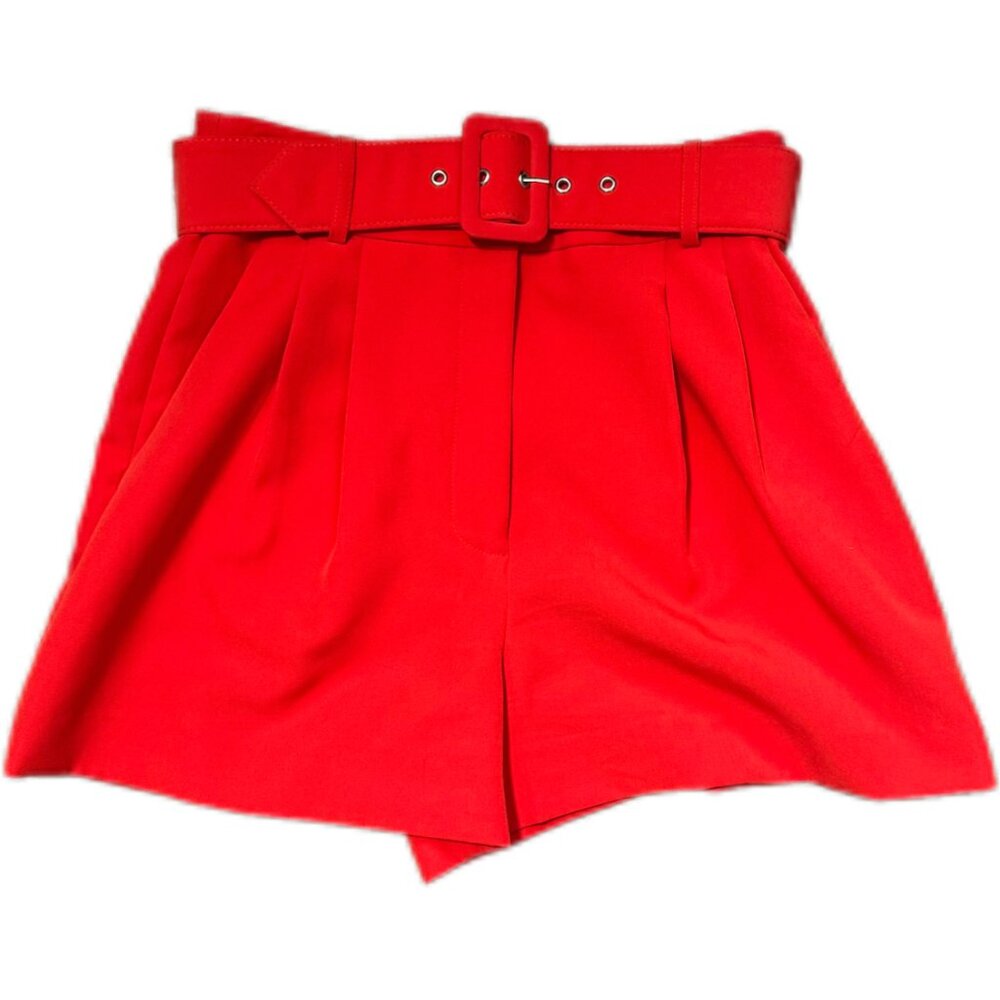 NWOT GIANNI BINI RED BELLA HIGHRISE CREPE SHORTS SZ 2